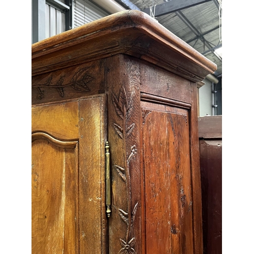 535 - Antique late 18th century French oak two door armoire, fitted with two drawers below, no key, approx... 