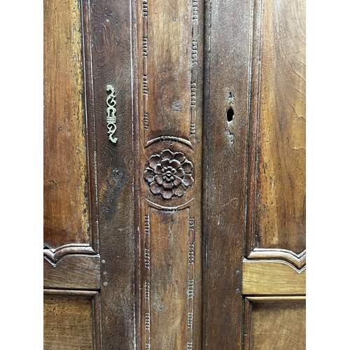 535 - Antique late 18th century French oak two door armoire, fitted with two drawers below, no key, approx... 