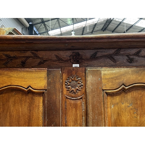 535 - Antique late 18th century French oak two door armoire, fitted with two drawers below, no key, approx... 