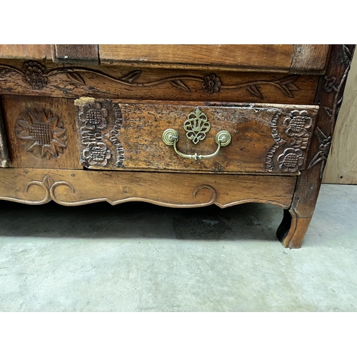 535 - Antique late 18th century French oak two door armoire, fitted with two drawers below, no key, approx... 