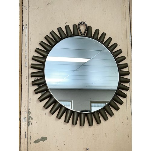 90 - Industrial metal cog design mirror, approx 44cm Dia