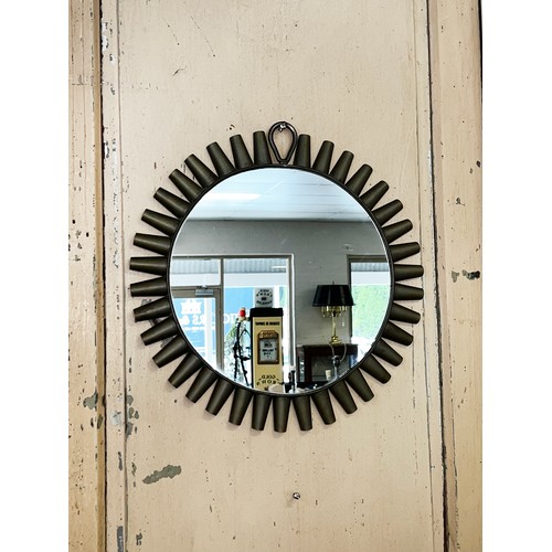 90 - Industrial metal cog design mirror, approx 44cm Dia