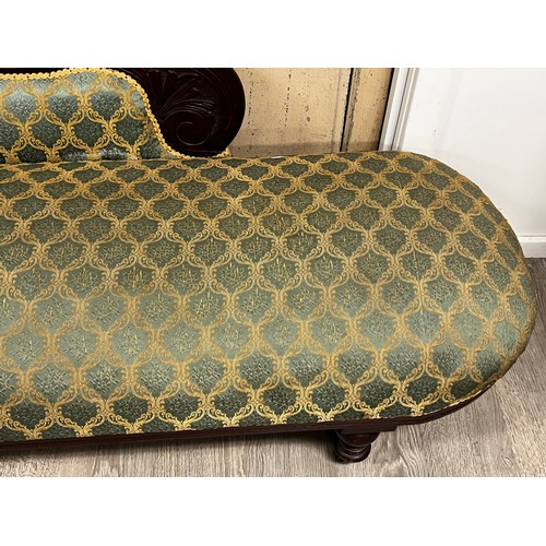 41 - Antique Victorian single ended chaise lounge, with two loose cushions same upholstery, approx 180cm ... 