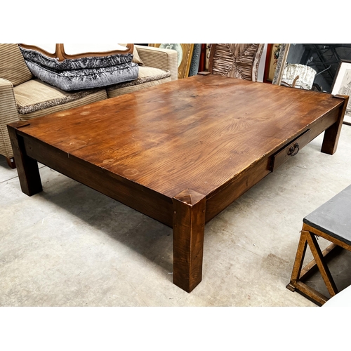 66 - Large rectangular shape coffee table with single drawer, approx 46cm H x 190cm W x 130cm D