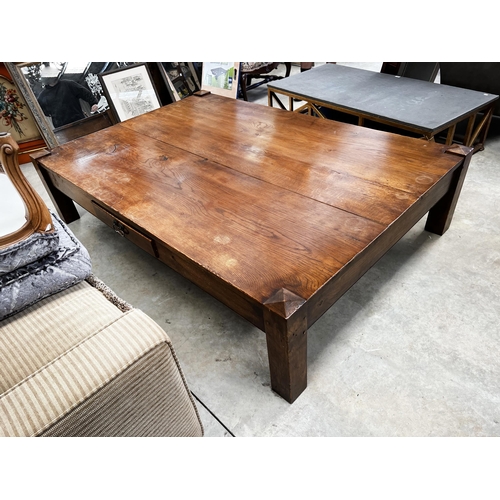 66 - Large rectangular shape coffee table with single drawer, approx 46cm H x 190cm W x 130cm D