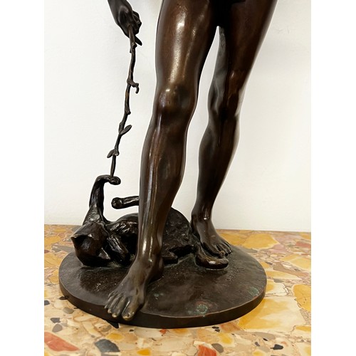 1 - Antique Bronze by Léopold Steiner (French, 1853-1899), fine semi clad bronze figure of a young male ... 