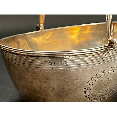 2 - Antique George III sterling silver swing handle pail / basket, marked for London 1799-1800, approx 1... 