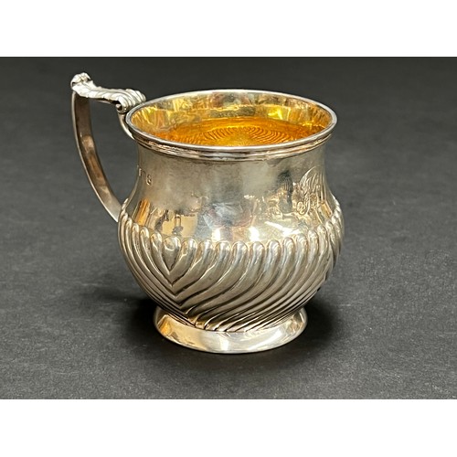 3 - George III hallmarked Sterling Silver partial fluted twist mug, engraved with script initial by Thom... 