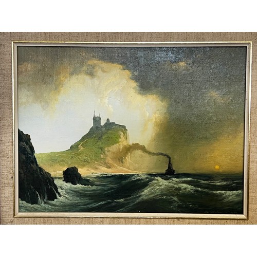 15 - Graham Cox (1941-.) Australia, Storm over Nobbys, oil on board, signed lower right, approx 29cm x 39... 