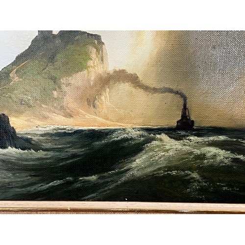 15 - Graham Cox (1941-.) Australia, Storm over Nobbys, oil on board, signed lower right, approx 29cm x 39... 