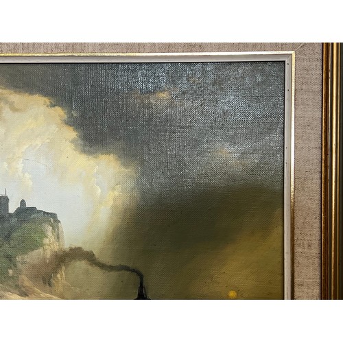 15 - Graham Cox (1941-.) Australia, Storm over Nobbys, oil on board, signed lower right, approx 29cm x 39... 