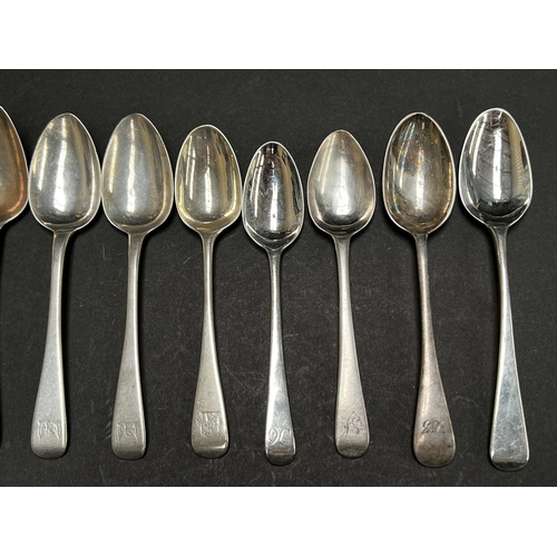 22 - Assortment of mixed antique hallmarked sterling silver spoons, of various makers and dates to includ... 