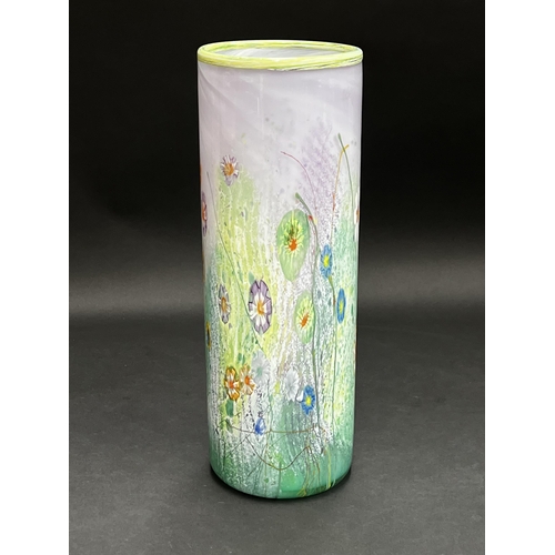 52 - Chris Pantano Australian (born Sydney 1948) art glass cylinder vase, signed to base 400 - 2001, appr... 