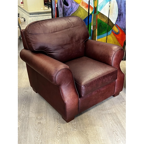 40 - Pair of custom David Jones Moran brown leather lounge arm chairs (2)