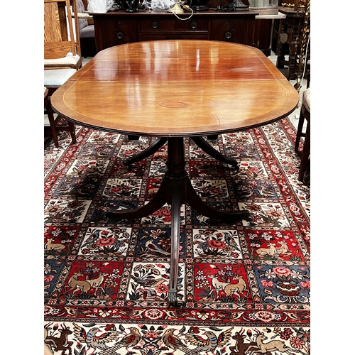 46 - Antique Regency mahogany twin pedestal table, with extra leaf, approx 71cm H x 184cm W x 99cm D