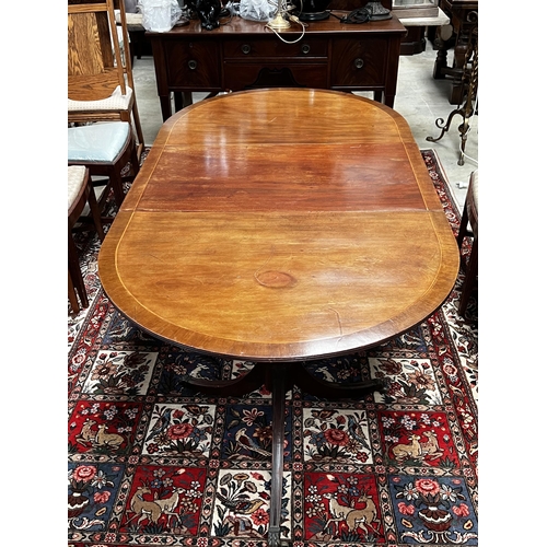 46 - Antique Regency mahogany twin pedestal table, with extra leaf, approx 71cm H x 184cm W x 99cm D