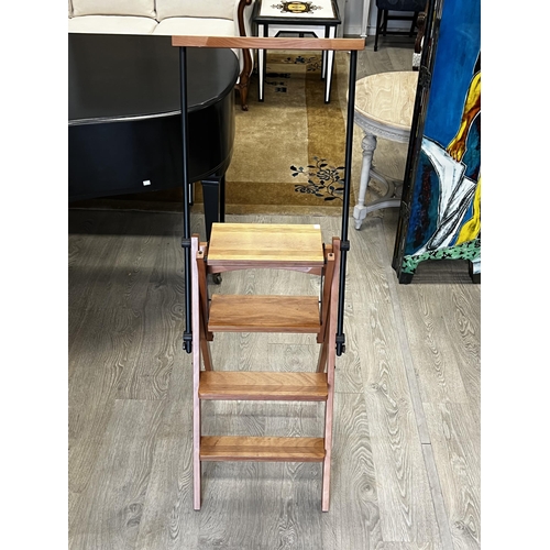 49 - Italian Italia Arredmenti adjustable library steps, foldable construction, approx 94cm H x 50cm W