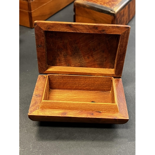 51 - Selection of modern burr wood boxes, approx 5cm H x 23cm W x 13cm D and smaller (5)