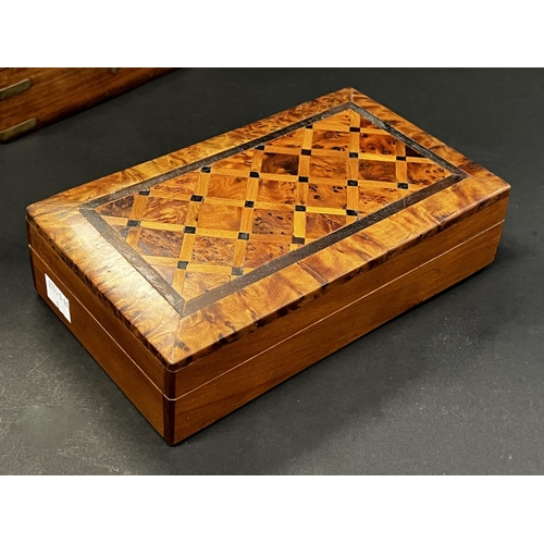 51 - Selection of modern burr wood boxes, approx 5cm H x 23cm W x 13cm D and smaller (5)