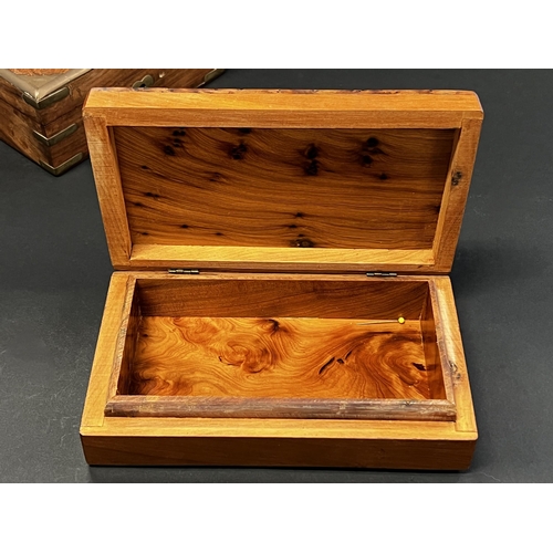 51 - Selection of modern burr wood boxes, approx 5cm H x 23cm W x 13cm D and smaller (5)