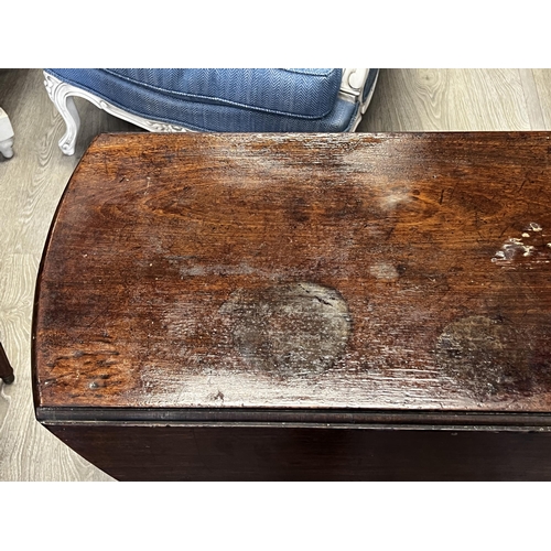 102 - Antique English George III Cuban mahogany drop side table, approx 71cm H x 120cm Dia with side up