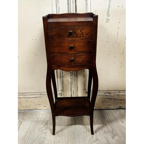 85 - Petite vintage French three drawer nightstand, approx 72cm H