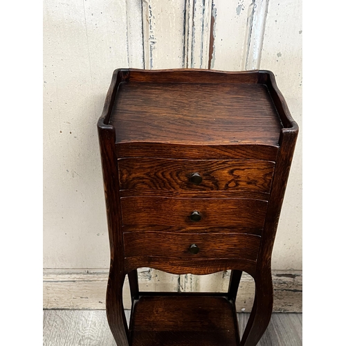 85 - Petite vintage French three drawer nightstand, approx 72cm H