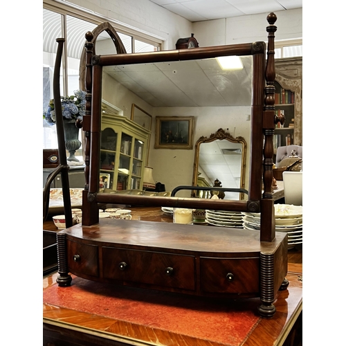 95 - Antique George III bow front toilet mirror, approx 72cm H x 61cm W