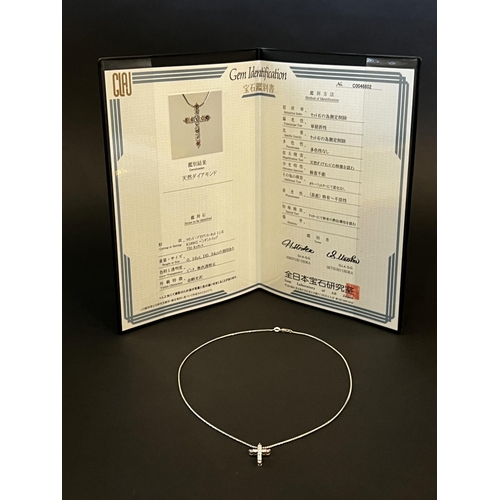 128 - 18kt White Gold Chain with 18kt White Gold Cross set with 7 round brilliant cut diamonds (0.34ct) an... 