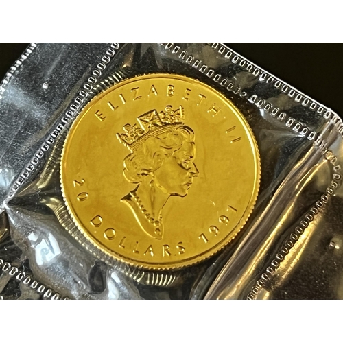 145 - $20 Canada Gold Coin 1991 MINT - weight half oz