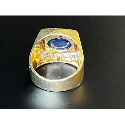 148 - Vintage 14kt Gold Star Sapphire and 10 Diamond ring, approx total weight 10gms and size P. Features ... 