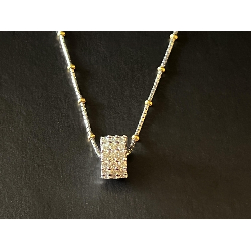 155 - 18kt Italian White and Yellow Gold Chain with Diamond Cluster Wheel, set with 45 round brilliant cut... 