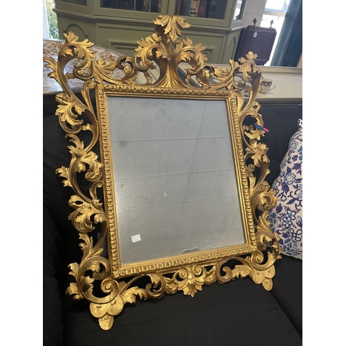 35 - Antique Florentine giltwood mirror, approx 80 cm x 70 cm