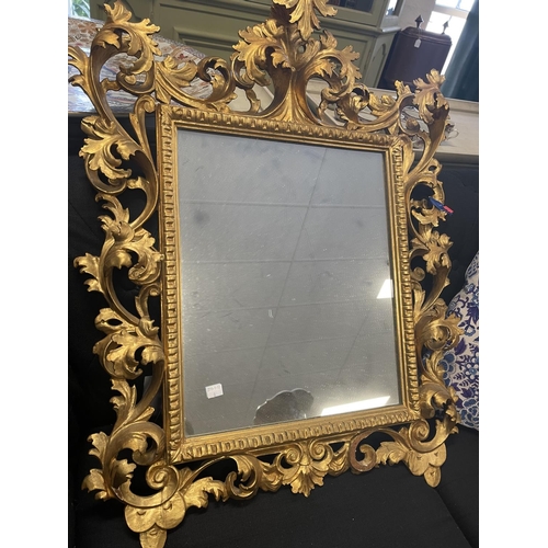 35 - Antique Florentine giltwood mirror, approx 80 cm x 70 cm