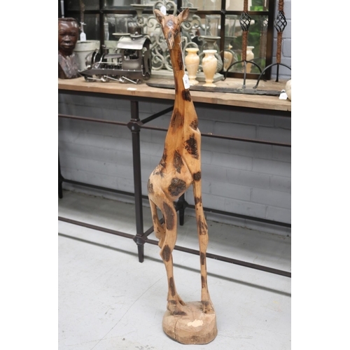 49 - Modern Carved wood giraffe figure, with damage, approx 120cm H