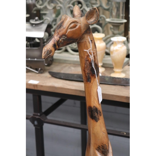 49 - Modern Carved wood giraffe figure, with damage, approx 120cm H
