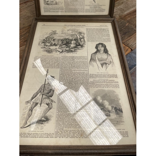 617 - Two antique double glazed pages from the London Illustrated News, dated March 1844 & May 1850  relat... 