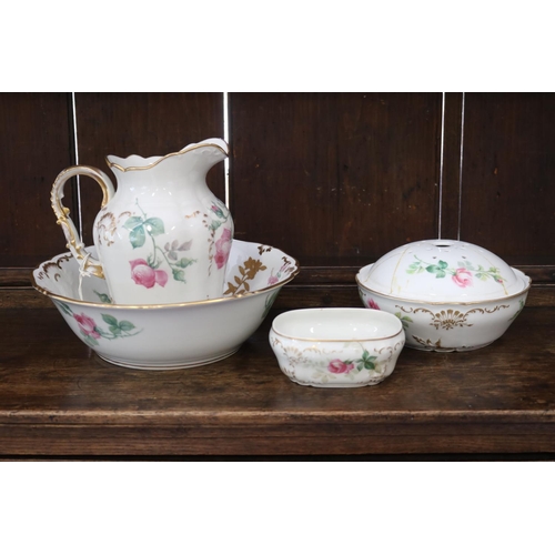 472 - Limoges china wash set, comprising a jug, bowl, two bowls, approx 27cm Dia and smaller (4)