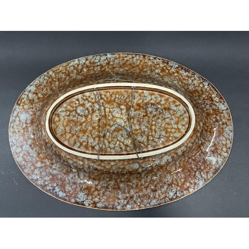 474 - Antique French majolica oval fish platter, approx 6cm H x 46cm W x 32cm D