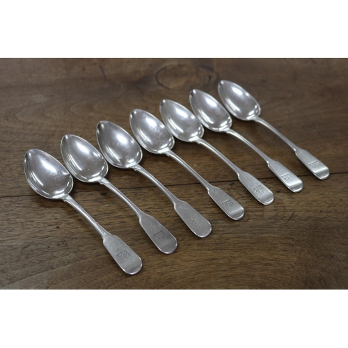 22 - Set of seven antique hallmarked sterling silver spoons, London, William Eaton, 1819, approx 285 gram... 