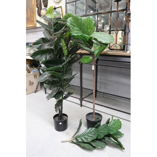 26 - Two faux rubber fig plants in pots, each approx 120cm H (2)