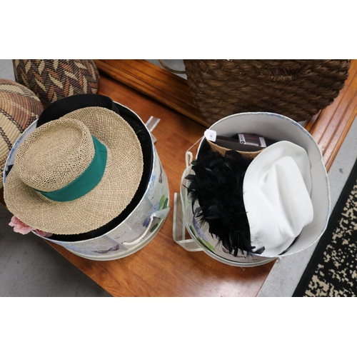 56 - Generous lot of hats with two hat boxes