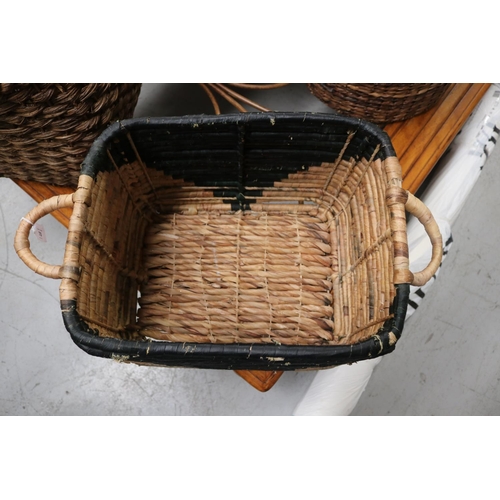 70 - Decorative woven twin handled basket, approx 30cm H x 47cm W ex handles x 36cm D