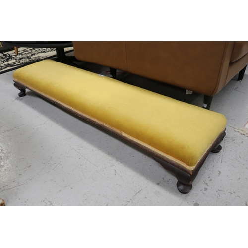 96 - Rectangular yellow upholstered stool, approx 17cm H x 116cm W x 30cm D