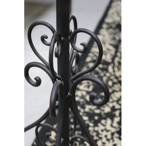 97 - Black painted metal coat rack, AF to leg, approx 186cm H