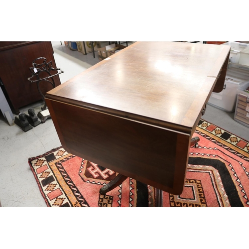 124 - Antique English Regency revival sofa table, two drawers, with faux drawers, approx 76cm H x 150cm W ... 