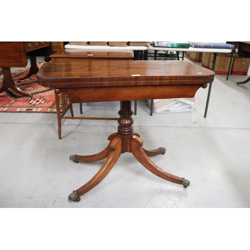 133 - Antique Regency revival fold over card table, approx 69cm H x 89cm W x 44cm D (folded)