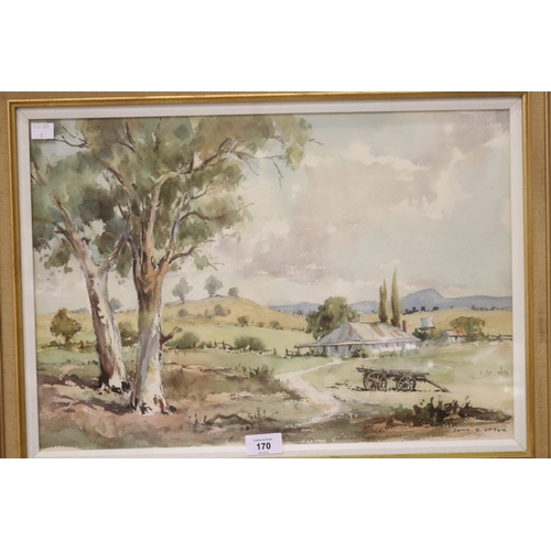 170 - John R. Upton (1892-1987) Australia, A Western Homestead, watercolour, approx 34cm x 49cm