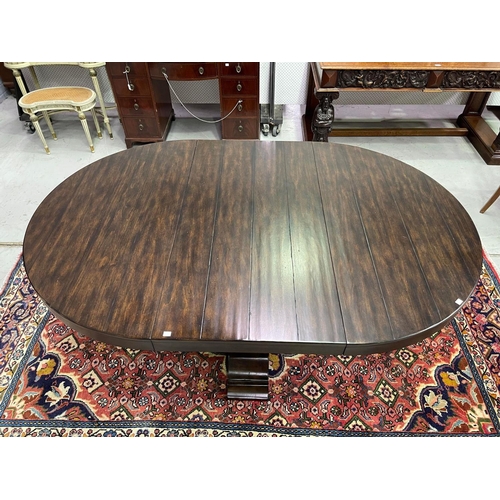 181 - Modern Hamptons style D end extension dining table on pedestal base, approx 78cm H x 183cm W x 122cm... 