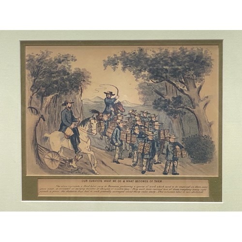 203 - Antique Australian lithograph, 'Tasmanian Convicts', approx 21cm x 26cm